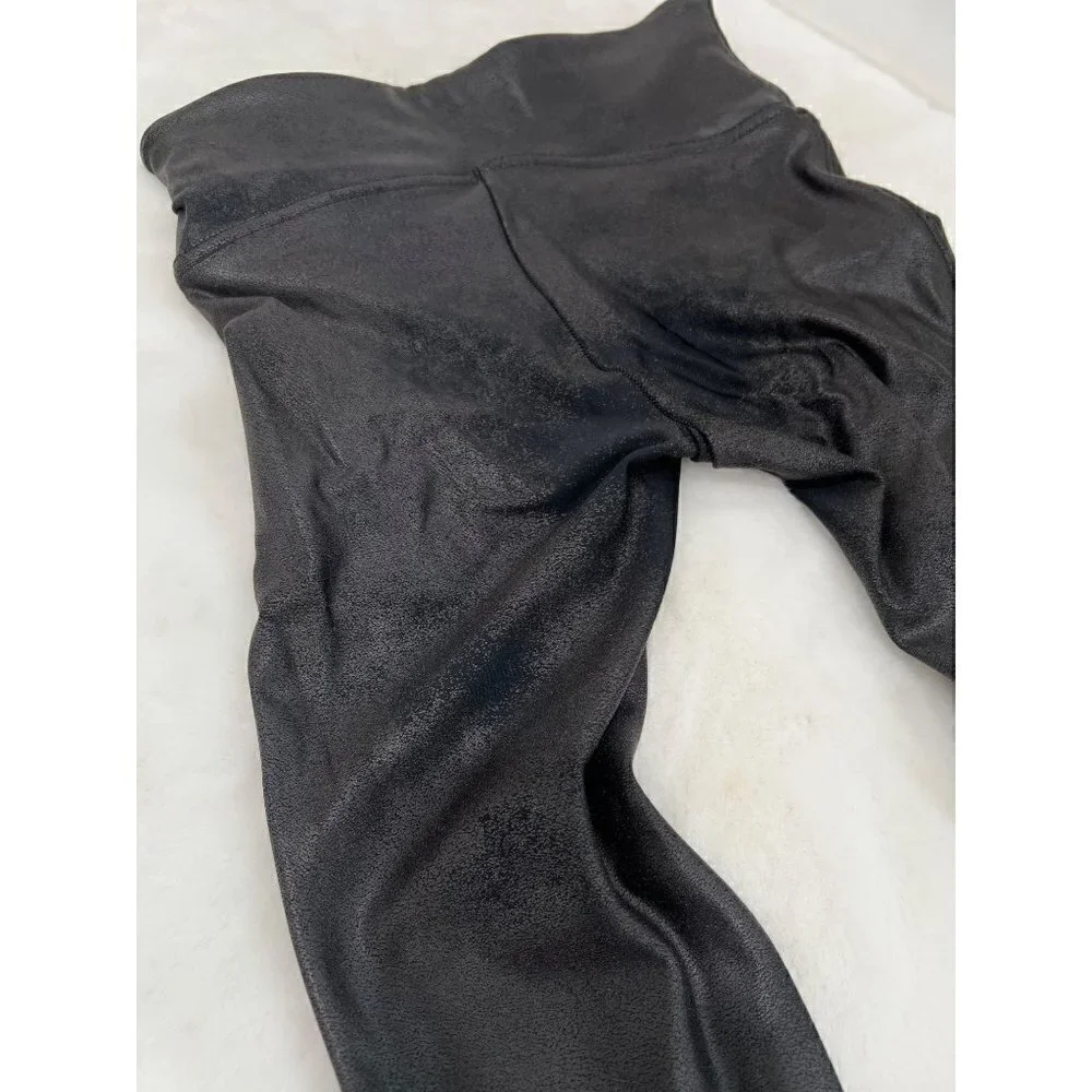 SPANX Size S Faux Leather Leggings Coated Black